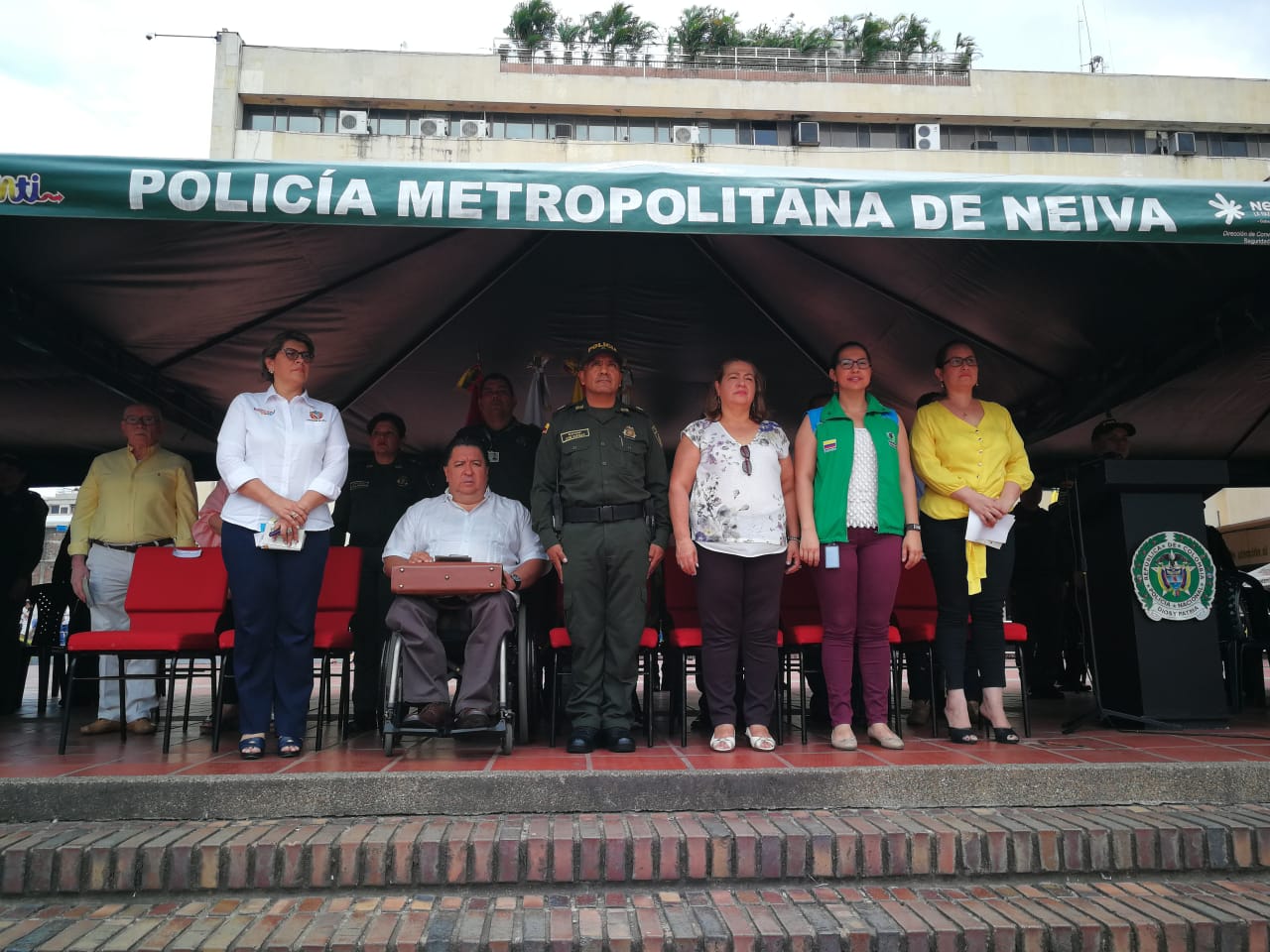 Liliana Vásquez Sandoval, secretaria de Gobierno del Huila; Hugo Alberto Llanos, secretario de Gobierno de Neiva; coronel Livio Germán Castillo Villareal, comandante de la Policía Metropolitana; María Nury Méndez, inspectora cuarta de Control Urbano; Olga Lucia Mantilla, delegada del ICBF; y Mirian Rodríguez Caviedes, inspectora segunda de Control Urbano.